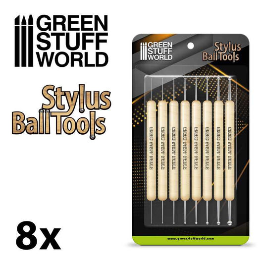 The Home Crafters Ltd. Modelling Tools Green Stuff World: Stylus Ball Sculpting Tool Set - 8pc