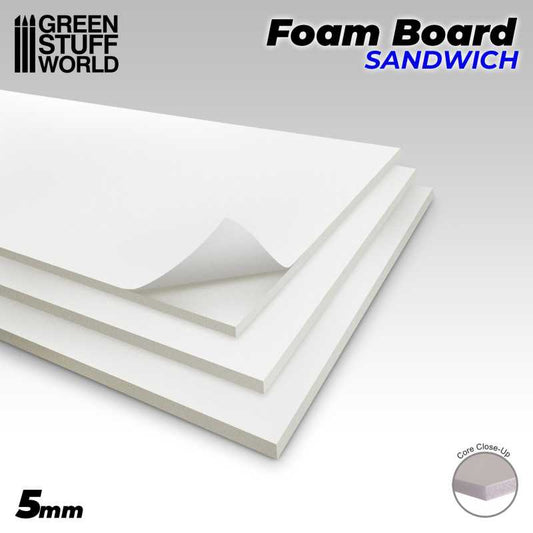 The Home Crafters Ltd. Plasticard & Foamboard Green Stuff World: 5mm Foamboard: 20x30cm - 2pc
