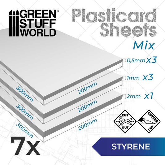 The Home Crafters Ltd. Plasticard & Foamboard Green Stuff World: Plasticard Styrene Sheets: 20x30cm - 7pc