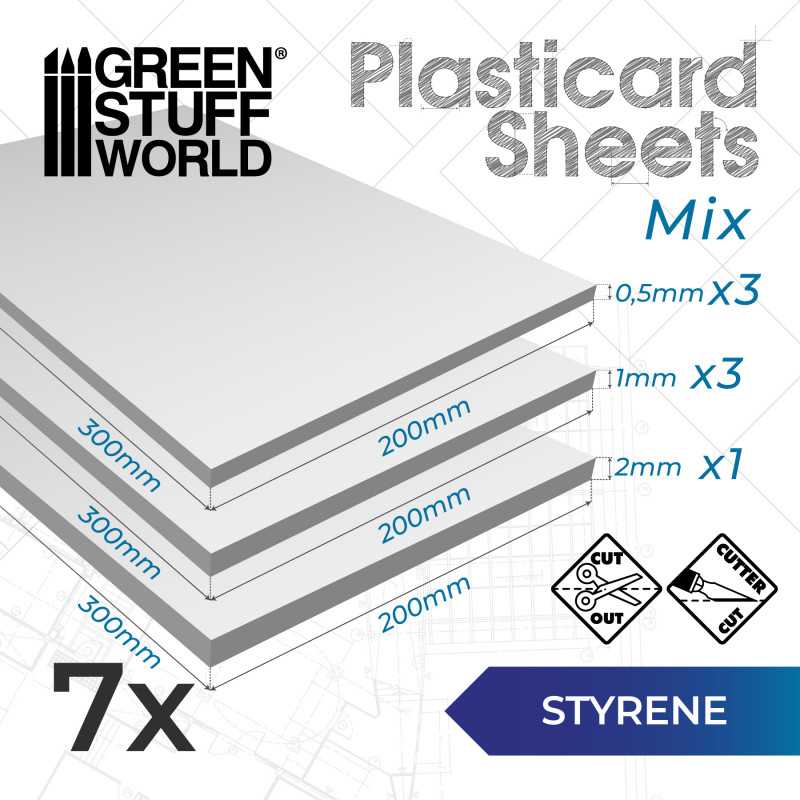 The Home Crafters Ltd. Plasticard & Foamboard Green Stuff World: Plasticard Styrene Sheets: 20x30cm - 7pc