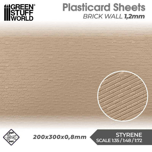 The Home Crafters Ltd. Plasticard & Foamboard Green Stuff World: Textured ABS Plasticard Sheet - Brick Wall (1.2mm)