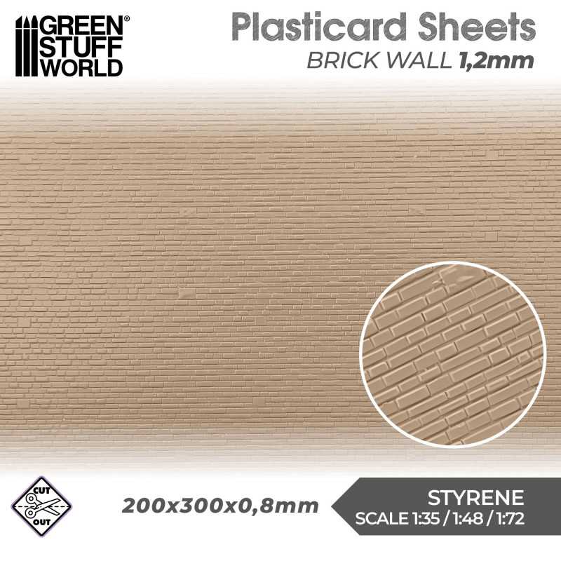 The Home Crafters Ltd. Plasticard & Foamboard Green Stuff World: Textured ABS Plasticard Sheet - Brick Wall (1.2mm)