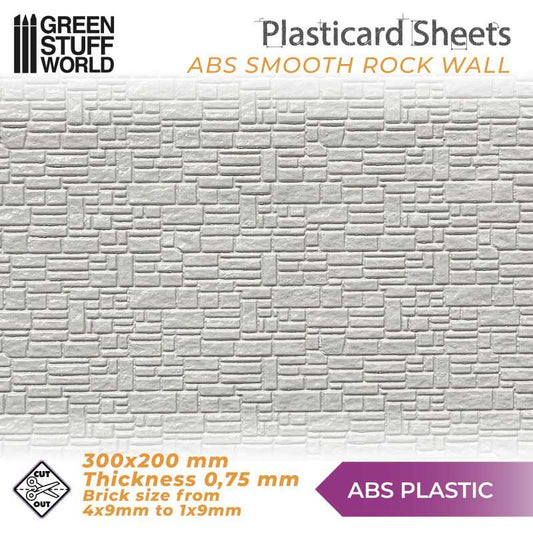 The Home Crafters Ltd. Plasticard & Foamboard Green Stuff World: Textured ABS Plasticard Sheet - Smooth Rock Wall
