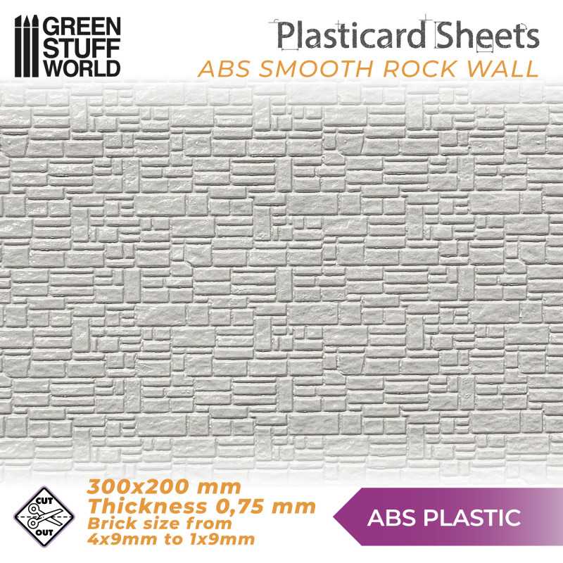 The Home Crafters Ltd. Plasticard & Foamboard Green Stuff World: Textured ABS Plasticard Sheet - Smooth Rock Wall
