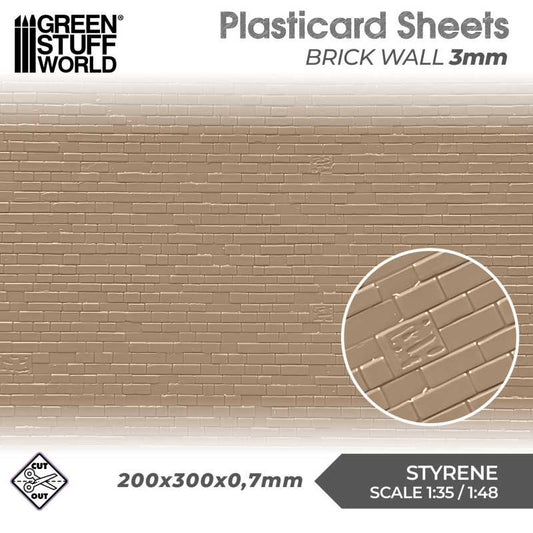 The Home Crafters Ltd. Plasticard & Foamboard Green Stuff World: Textured Styrene Plasticard Sheet - Brick Wall (3mm)