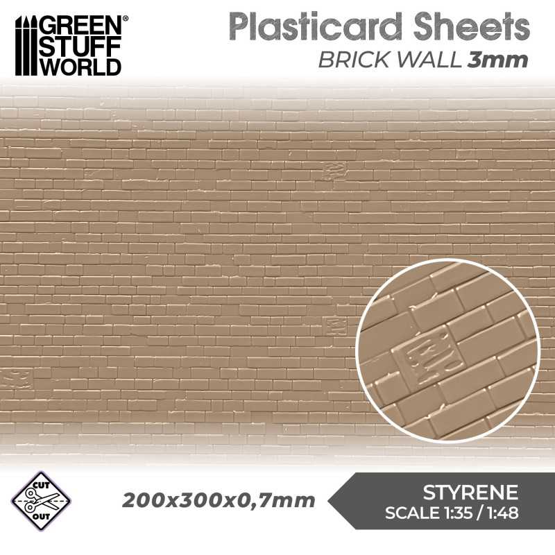 The Home Crafters Ltd. Plasticard & Foamboard Green Stuff World: Textured Styrene Plasticard Sheet - Brick Wall (3mm)