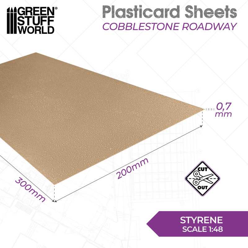 The Home Crafters Ltd. Plasticard & Foamboard Green Stuff World: Textured Styrene Plasticard Sheet - Cobblestone Roadway