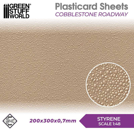 The Home Crafters Ltd. Plasticard & Foamboard Green Stuff World: Textured Styrene Plasticard Sheet - Cobblestone Roadway