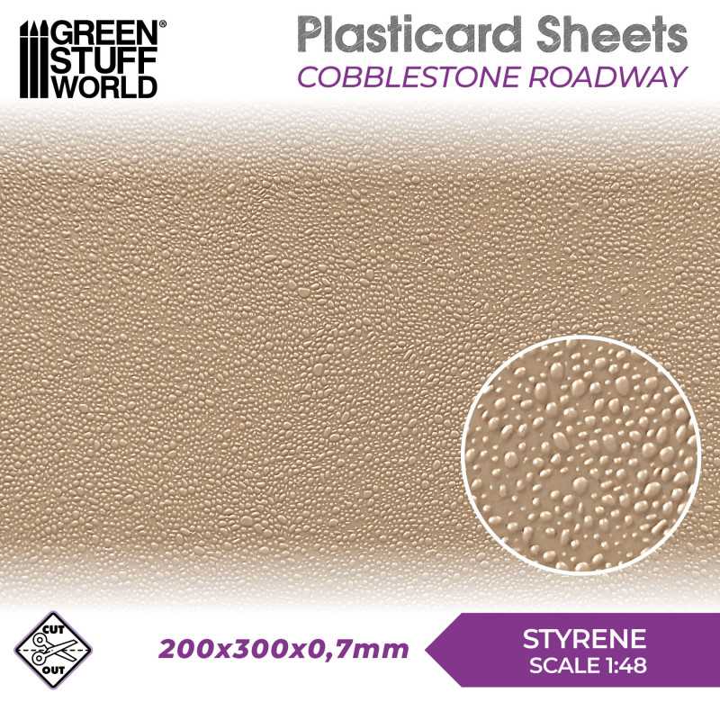 The Home Crafters Ltd. Plasticard & Foamboard Green Stuff World: Textured Styrene Plasticard Sheet - Cobblestone Roadway