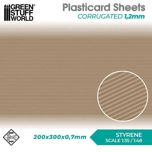 The Home Crafters Ltd. Plasticard & Foamboard Green Stuff World: Textured Styrene Plasticard Sheet - Corrugated (1.2mm)