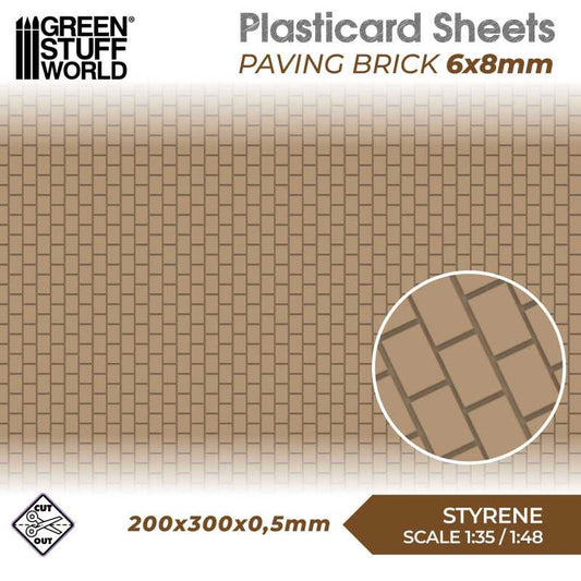 The Home Crafters Ltd. Plasticard & Foamboard Green Stuff World: Textured Styrene Plasticard Sheet - Paving Brick (6x8mm)