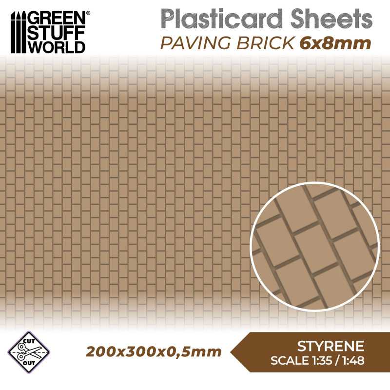The Home Crafters Ltd. Plasticard & Foamboard Green Stuff World: Textured Styrene Plasticard Sheet - Paving Brick (6x8mm)