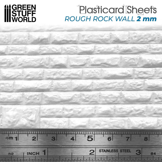 The Home Crafters Ltd. Plasticard & Foamboard Green Stuff World: Textured Styrene Plasticard Sheet - Rock Wall Rough