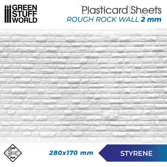The Home Crafters Ltd. Plasticard & Foamboard Green Stuff World: Textured Styrene Plasticard Sheet - Rock Wall Rough