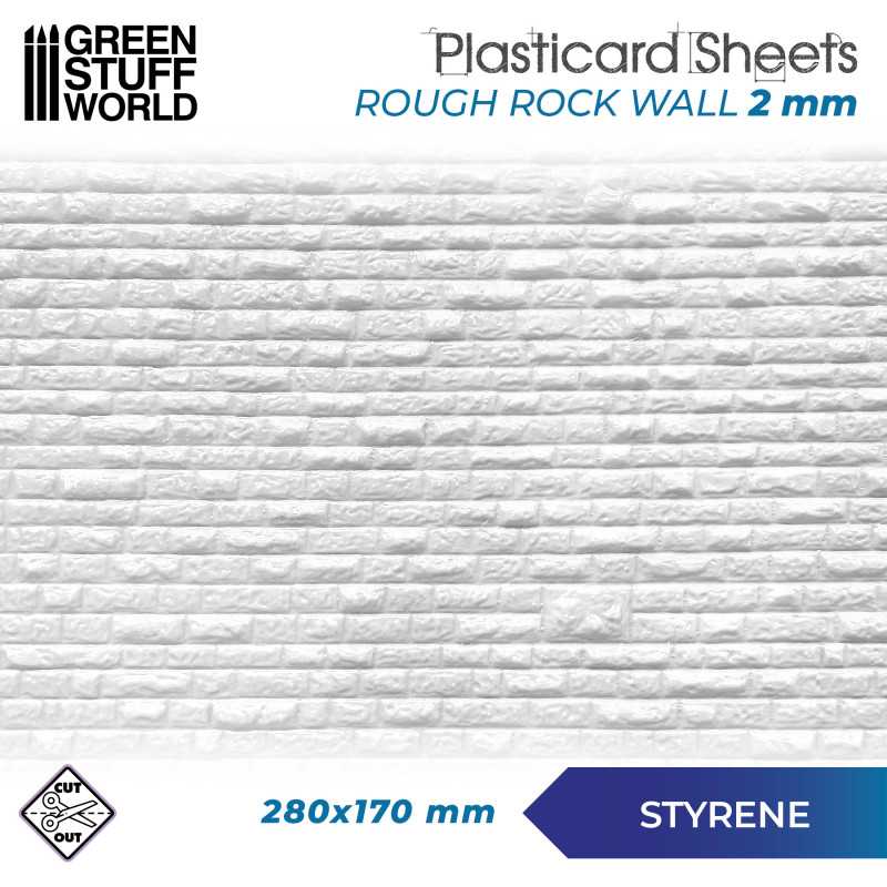 The Home Crafters Ltd. Plasticard & Foamboard Green Stuff World: Textured Styrene Plasticard Sheet - Rock Wall Rough