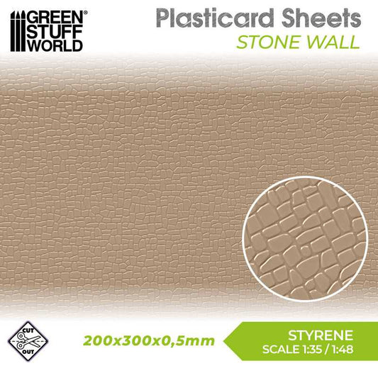 The Home Crafters Ltd. Plasticard & Foamboard Green Stuff World: Textured Styrene Plasticard Sheet - Stone Wall