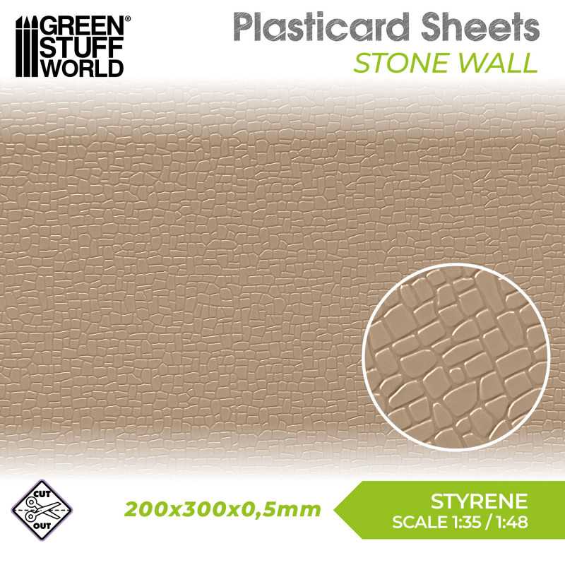 The Home Crafters Ltd. Plasticard & Foamboard Green Stuff World: Textured Styrene Plasticard Sheet - Stone Wall