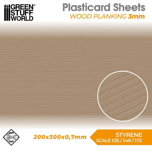 The Home Crafters Ltd. Plasticard & Foamboard Green Stuff World: Textured Styrene Plasticard Sheet - Wood Planking (3mm)