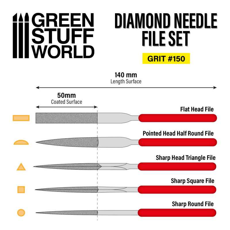 The Home Crafters Ltd. Sanding & Filing Green Stuff World: Diamond Needle File Set x5