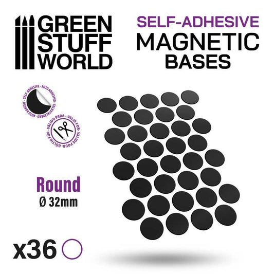 The Home Crafters Ltd. Storage 32mm Green Stuff World: Self Adhesive Round Magnetic Bases Sheet
