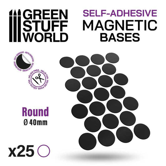The Home Crafters Ltd. Storage 40mm Green Stuff World: Self Adhesive Round Magnetic Bases Sheet