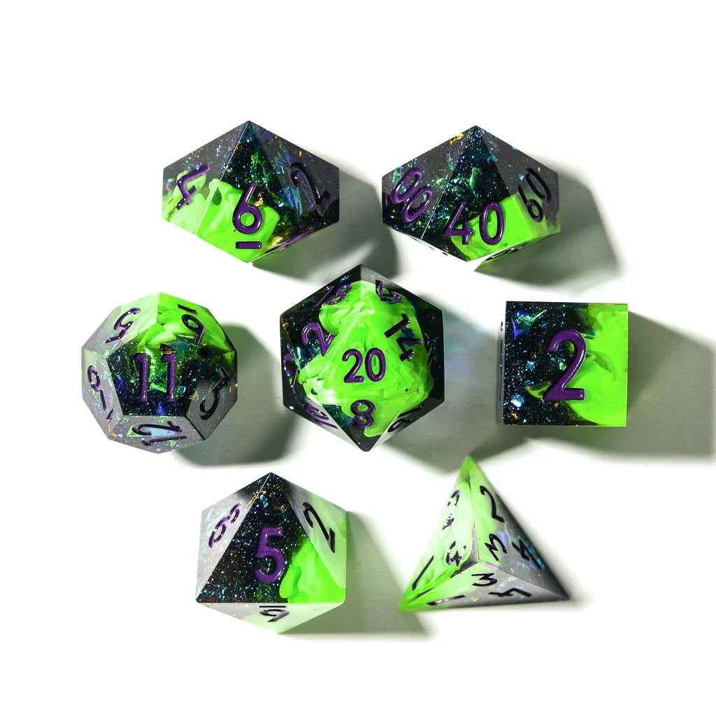 Toxic Elixer | Sharp Edge Dice | 7 Piece Set - DICE