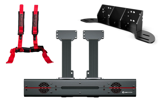 Trak Racer UK Haptic Red 4-Point Harness Qubic Seat Belt Tensioner with Universal Bracket - for Trak Racer and Non-Trak Racer Cockpits