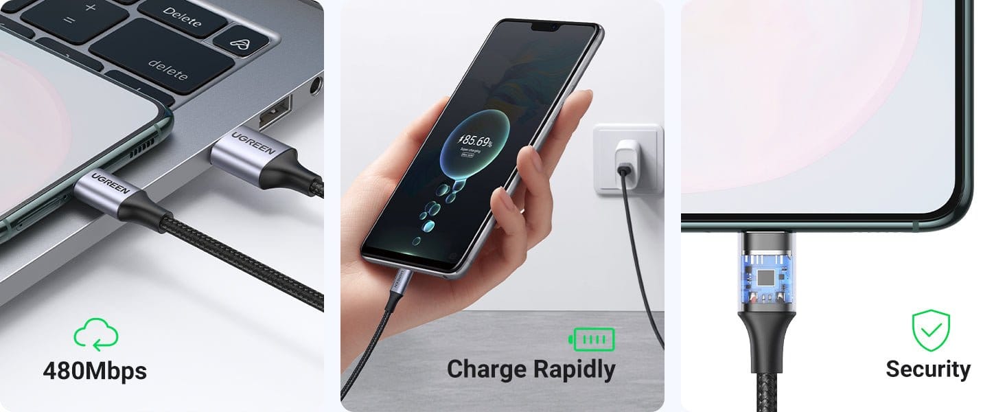 UGREEN 3A USB type to USB C Charging Cable - Quick Charge 3.0 - 2.0