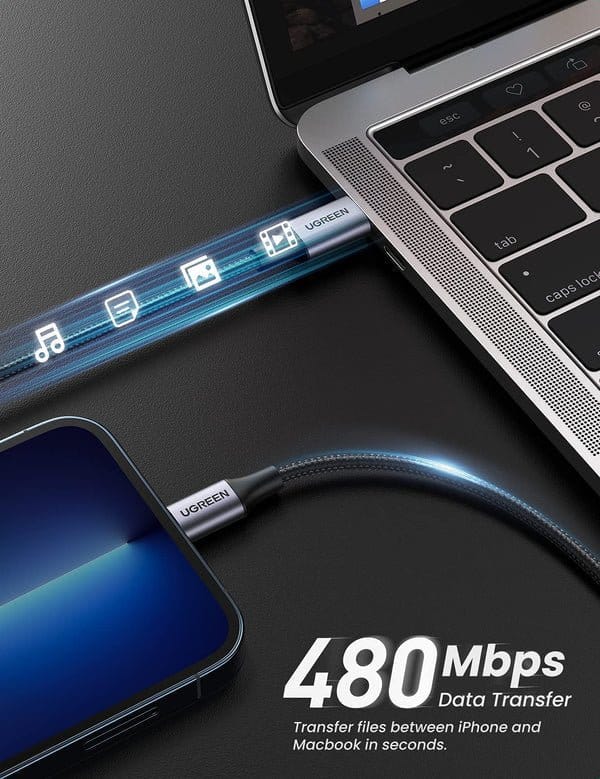 UGREEN MFi - Certified 20W charging USB C to Lightning Cable for iPhone & iPad - Purple Anime