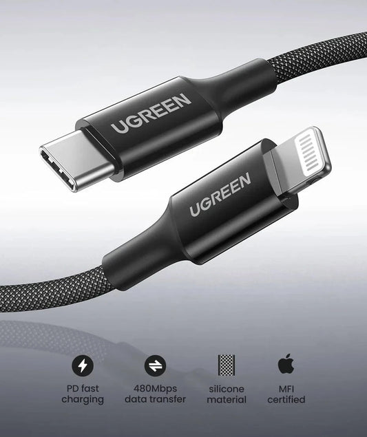 UGREEN MFi - Certified charging USB C to Lightning Cable for iPhone & iPad - Purple Anime