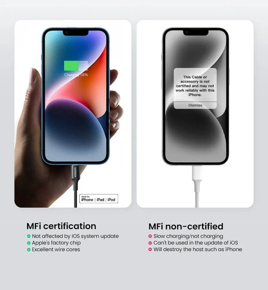 UGREEN MFi - Certified charging USB C to Lightning Cable for iPhone & iPad - Purple Anime