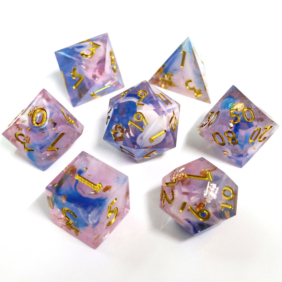 Unicorn Cream | Sharp Edge Dice | 7 Piece Set - DICE