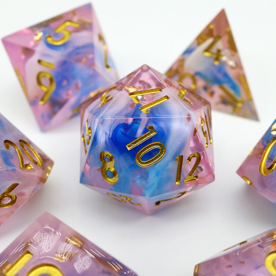 Unicorn Cream | Sharp Edge Dice | 7 Piece Set - DICE
