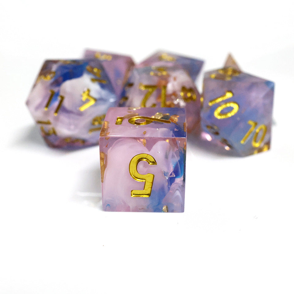 Unicorn Cream | Sharp Edge Dice | 7 Piece Set - DICE