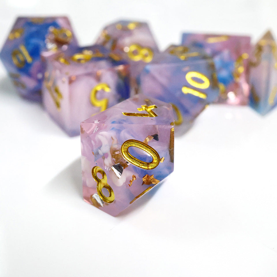 Unicorn Cream | Sharp Edge Dice | 7 Piece Set - DICE