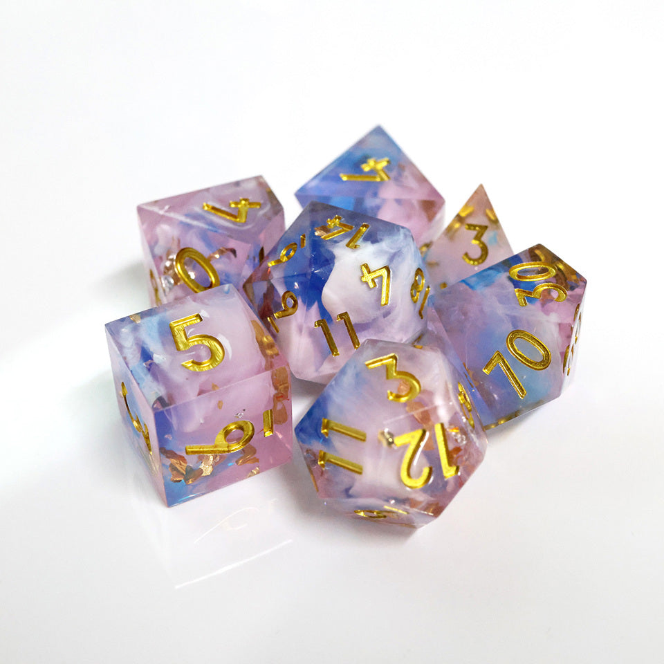 Unicorn Cream | Sharp Edge Dice | 7 Piece Set - DICE