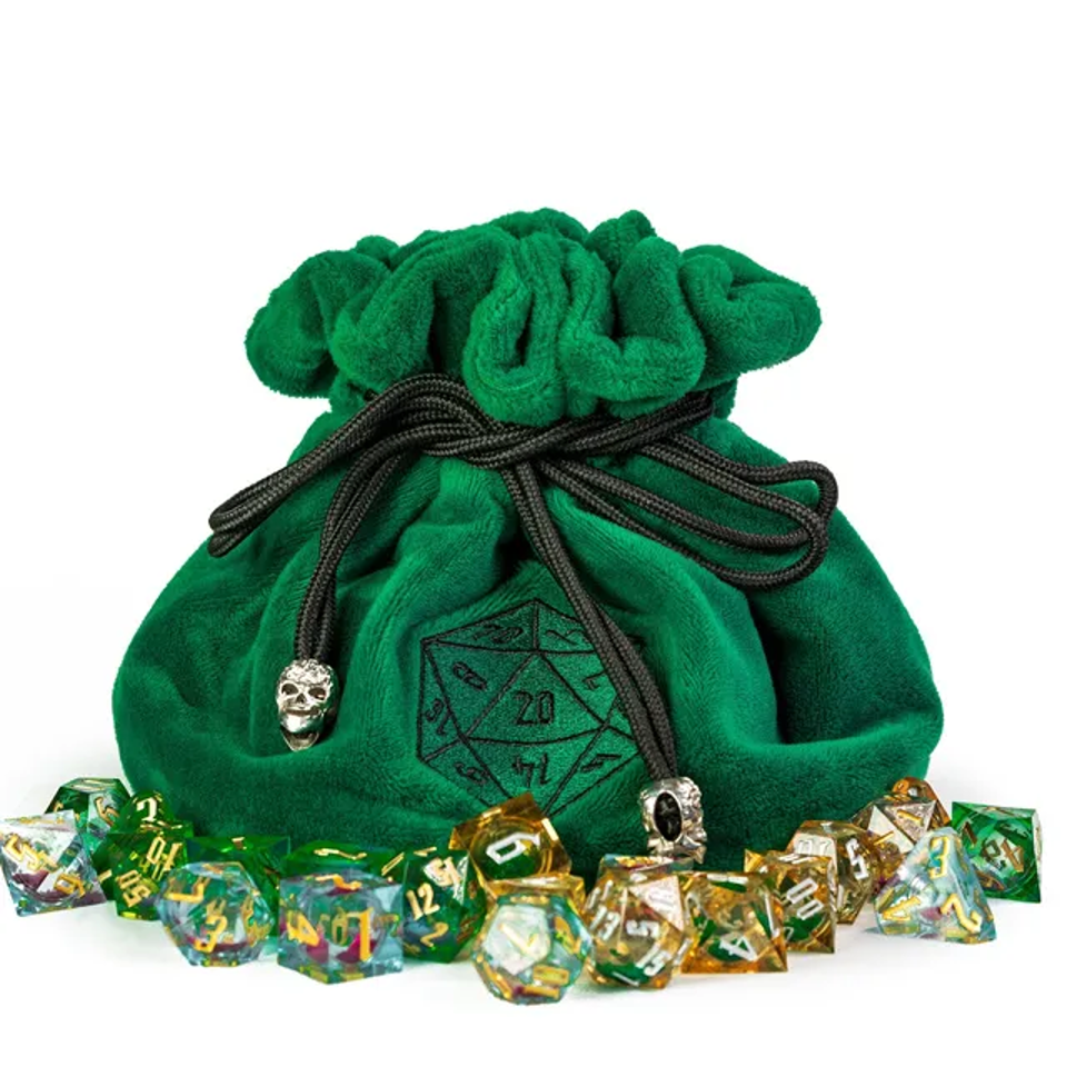 Velvet Vault | Super-Soft Large Dice Bag | Green - Bags