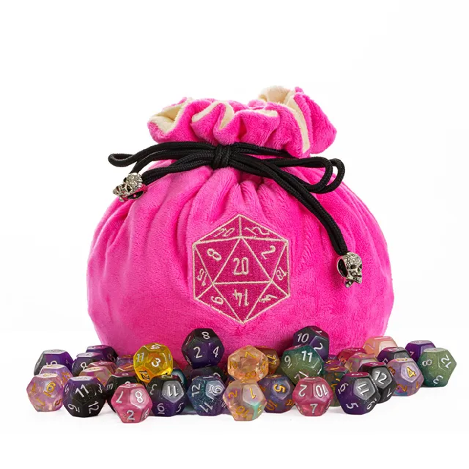 Velvet Vault | Super-Soft Large Dice Bag | Pink - Bags