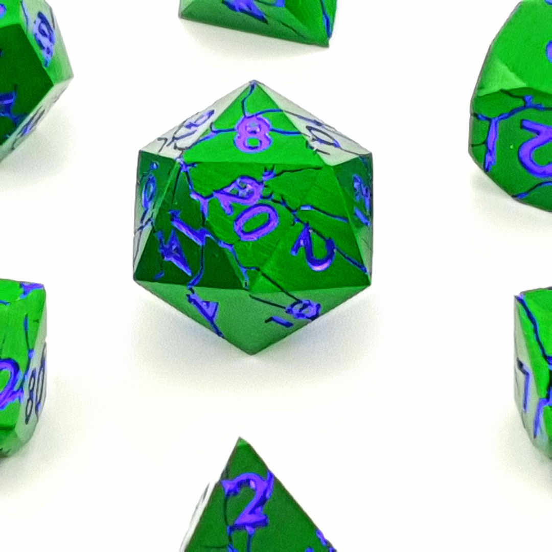 Tabletop Dominion DICE Venom Vein | Solid Metal Dice | 7 Piece Set