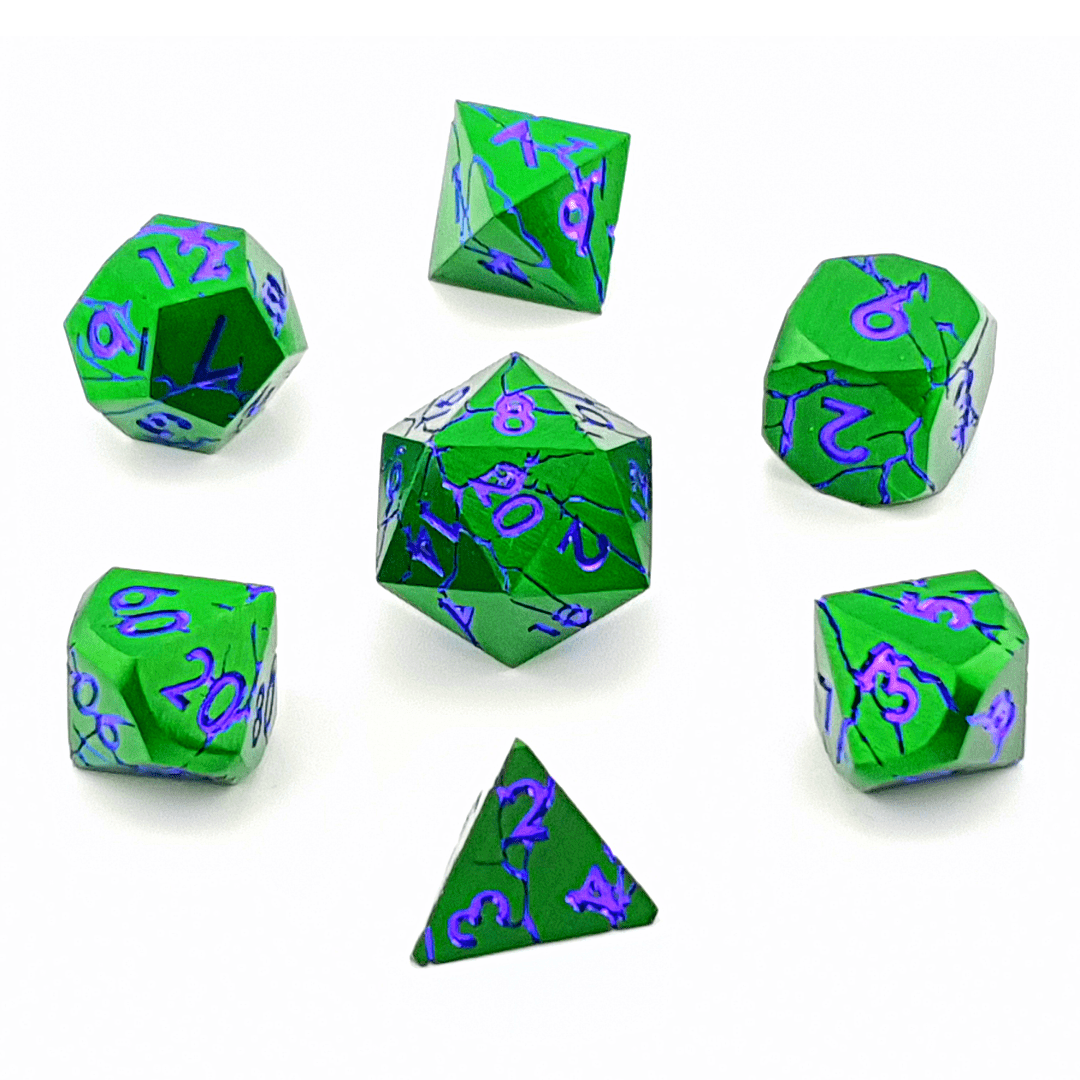 Tabletop Dominion DICE Venom Vein | Solid Metal Dice | 7 Piece Set