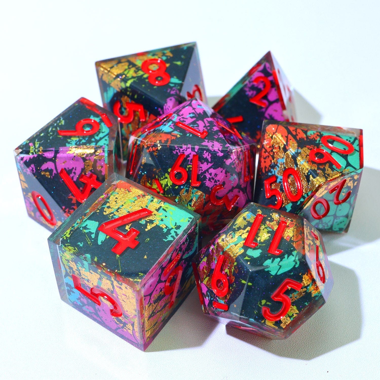 Tabletop Dominion DICE Voltaic Bloom | Art Core Dice | 7 Piece Set