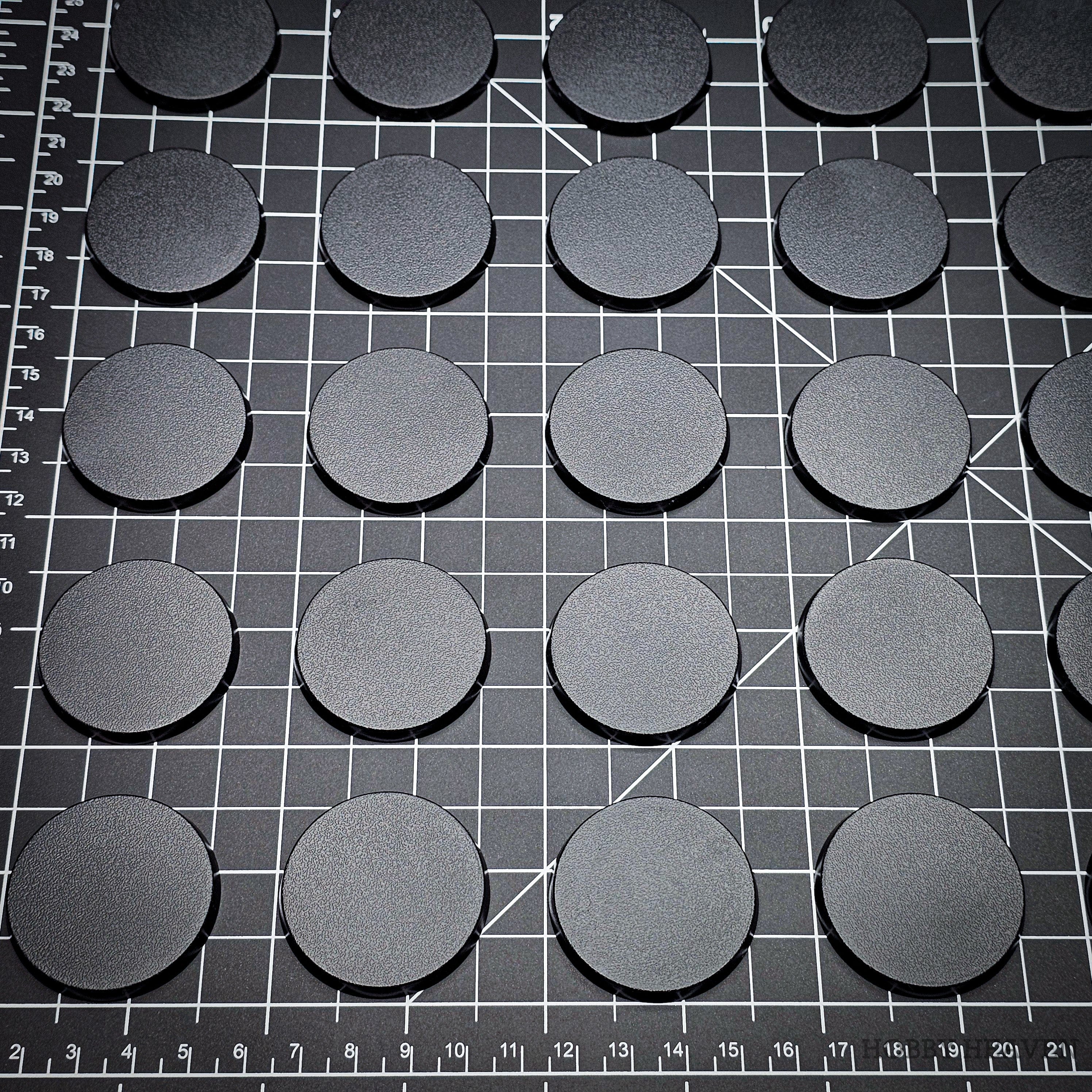 Base 40mm Round Bases | Plain Black Plastic Bases for Wargames| Miniature Wargaming Bases