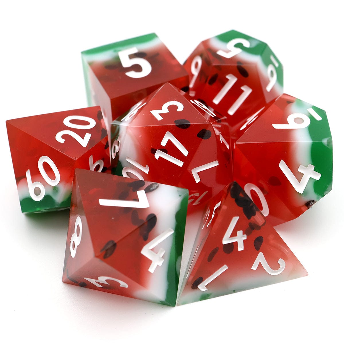Tabletop Dominion DICE Watermelon Sugar | Sharp Edge Dice | 7 Piece Set