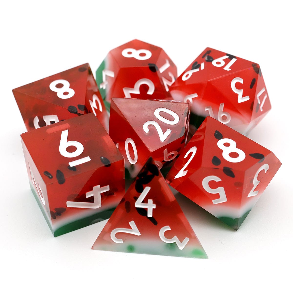 Tabletop Dominion DICE Watermelon Sugar | Sharp Edge Dice | 7 Piece Set
