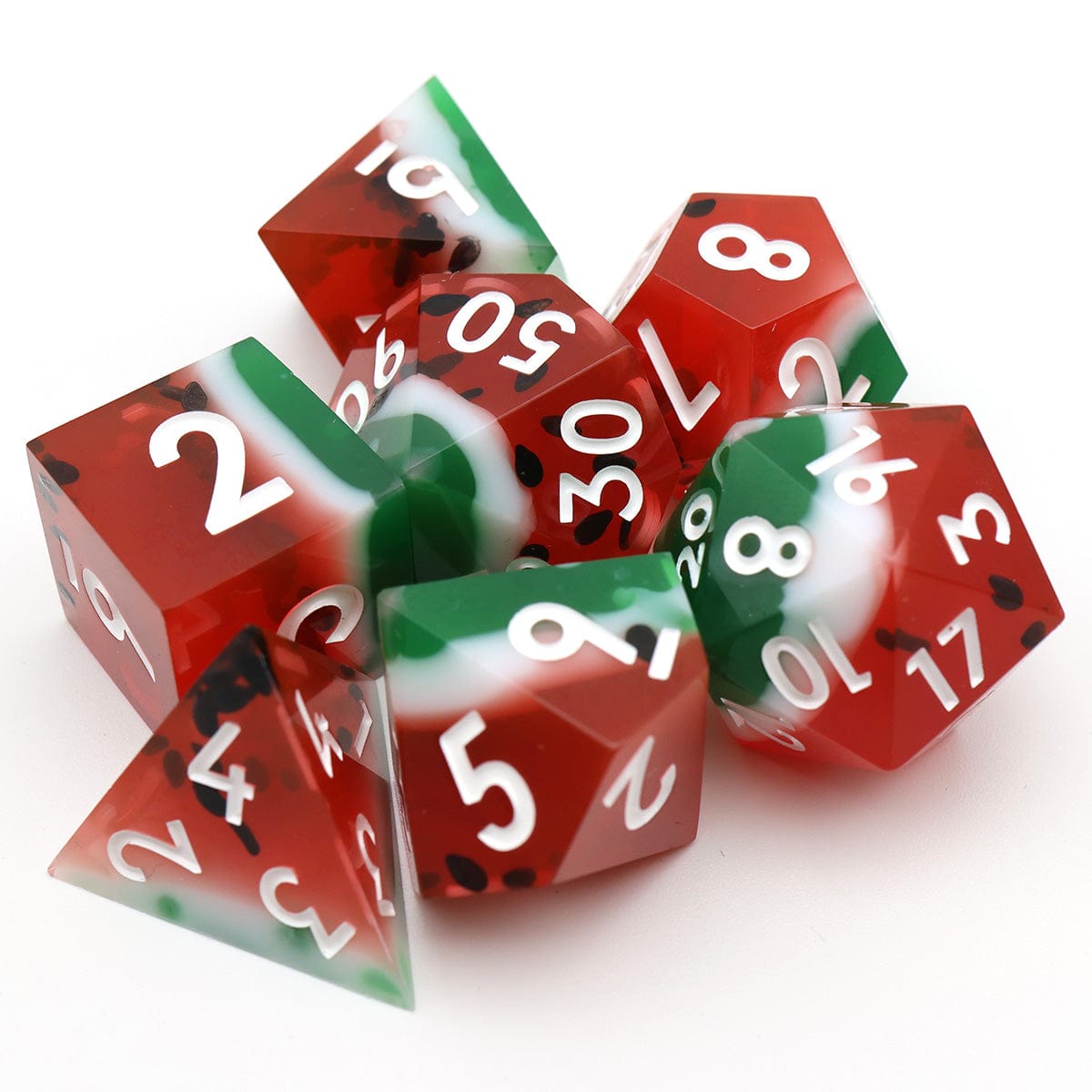 Tabletop Dominion DICE Watermelon Sugar | Sharp Edge Dice | 7 Piece Set
