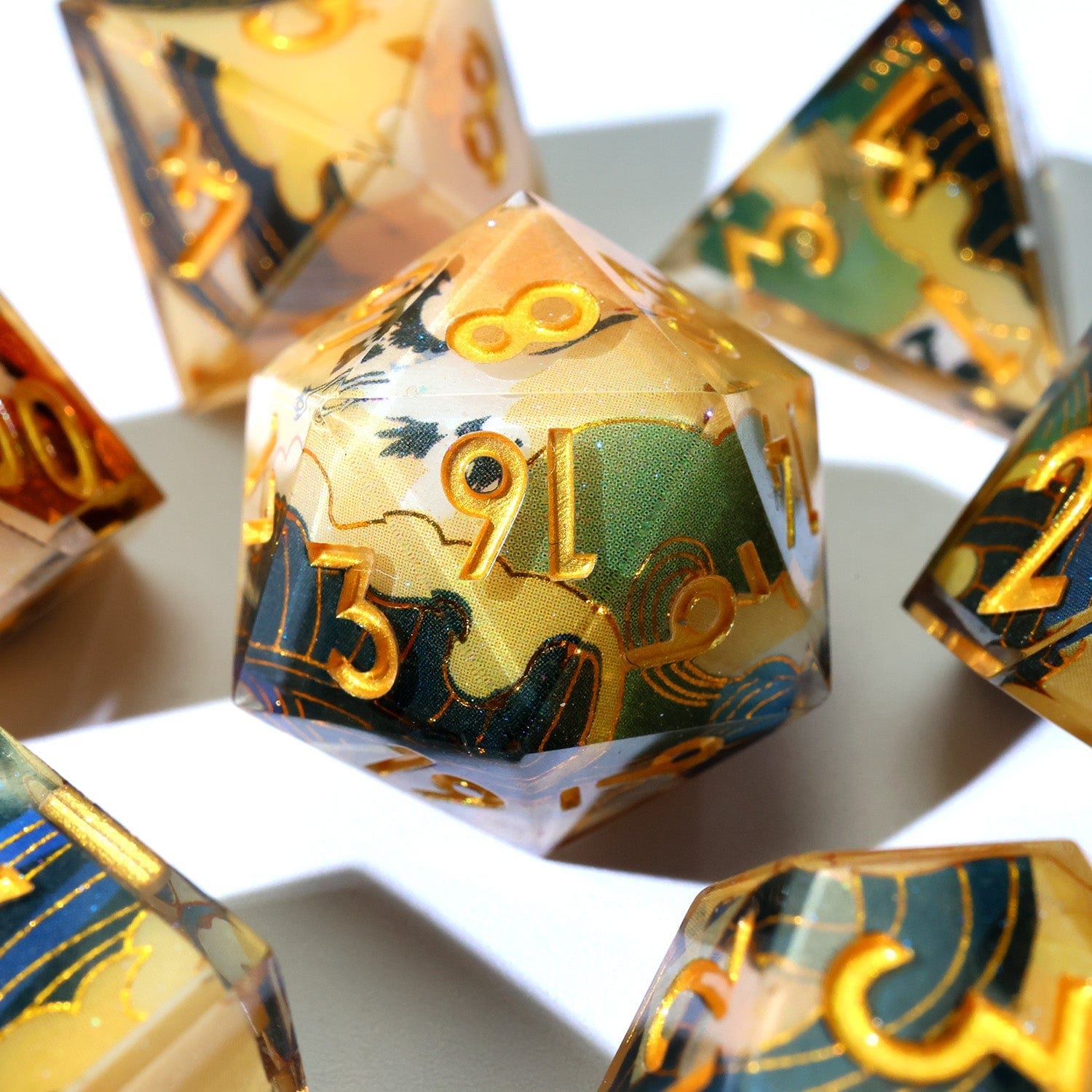 Tabletop Dominion DICE Whispering Glade | Art Core Dice | 7 Piece Set