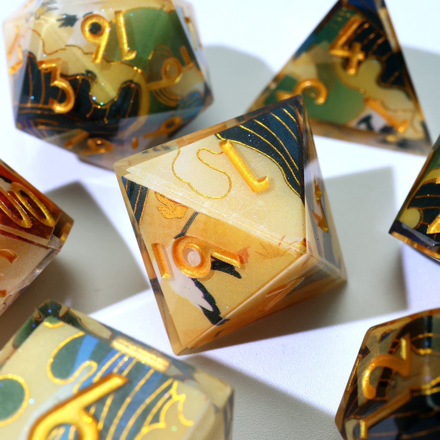 Tabletop Dominion DICE Whispering Glade | Art Core Dice | 7 Piece Set