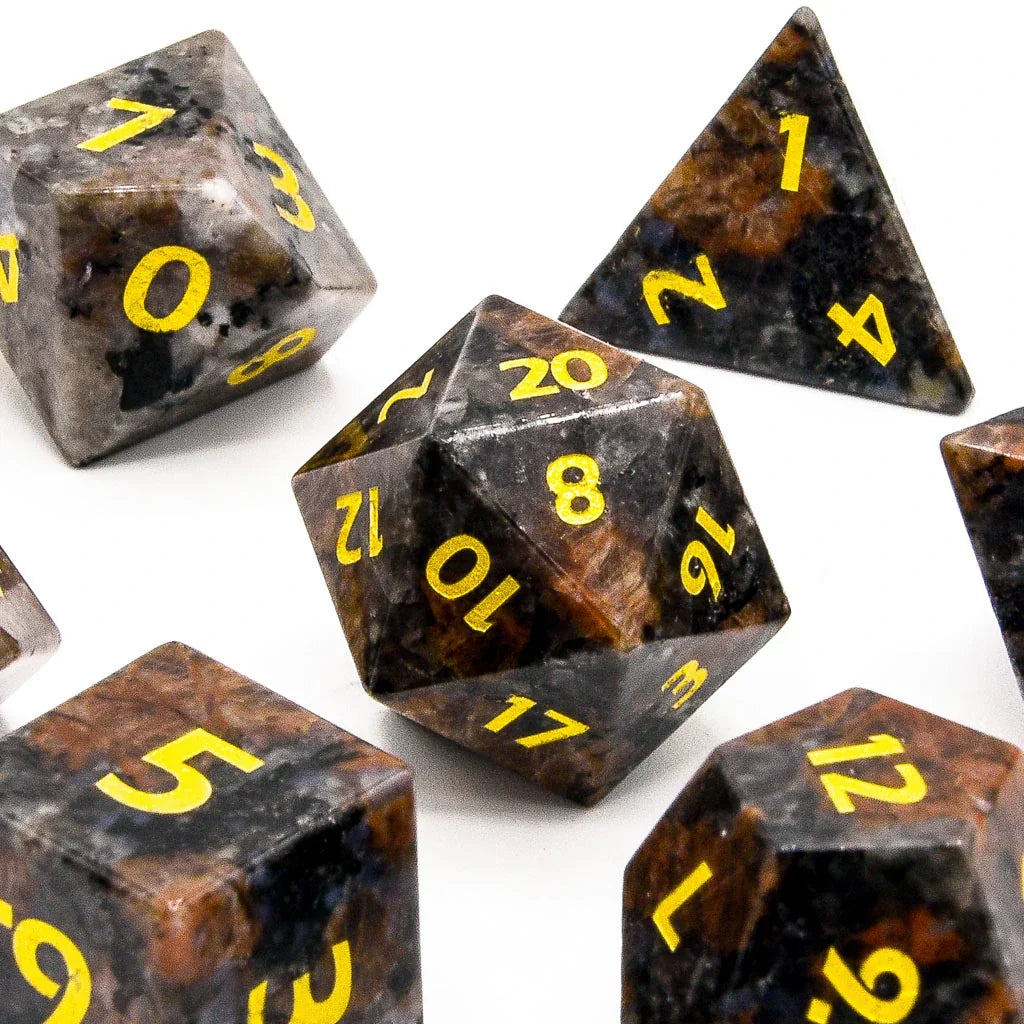 Yooperlite | Natural Gemstone | 7 Piece Set - DICE