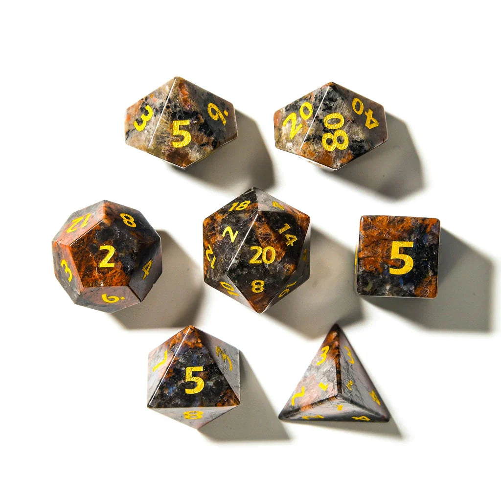 Yooperlite | Natural Gemstone | 7 Piece Set - DICE